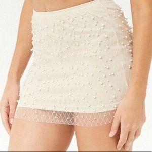 Pearl Embellished Mini Skirt